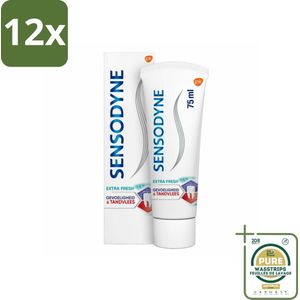 Sensodyne - Tandpasta - Gevoeligheid & Tandvlees - Extra Fresh - 75 ml - Voordeelverpakking - 12 stuks - Tandplak - Gevoelige tanden