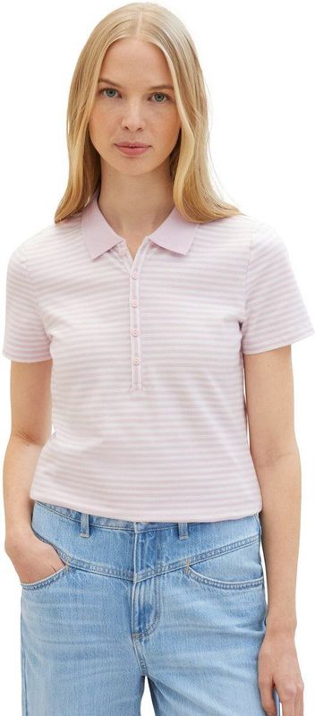 TOM TAILOR - Shirt - Pastelroze/Wit - Gestreept - Katoen