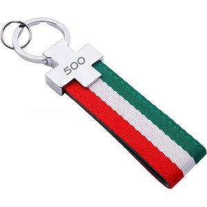 Italiaanse Vlag Sleutelhanger '500' - Zilver - Past bij Italiaanse Auto's / Universeel - Keychain Sleutel Hanger Cadeau - Auto Accessoires