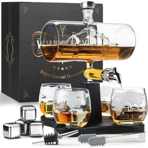 Luxe Whiskey Karaf Set met Glazen en Whisky Stones - Stijlvol Cadeau voor Mannen