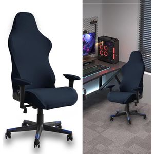 Gamingstoel, overtrek, bureaustoelhoezen, zwarte rekbare stoelhoes, stoelbekleding, bureaustoel, gamingstoelhoezen, voor computerspeelstoel, racing-stijl, bureaustoel (donkerblauw)