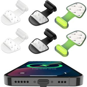 Set van 6 type C USB C stofkappen - Phone anti-stof oplaadpoort kap - beschermhoes tegen verlies
