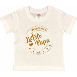 100% katoenen Romper ""Arm - Hoofd - Arm - Papa, je kunt het! - Been - Openen & Sluiten - Been"" Unisex Katoen Wit/tan Maat 56/62
