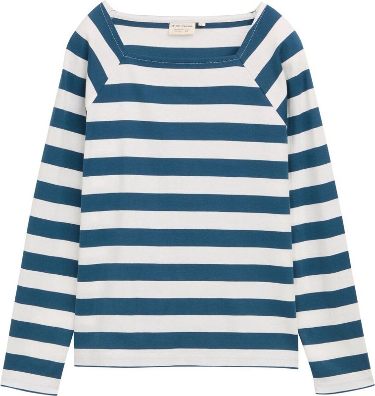 TOM TAILOR - Shirt - Petrol - Jersey - Lange Mouw - Normale Pasvorm