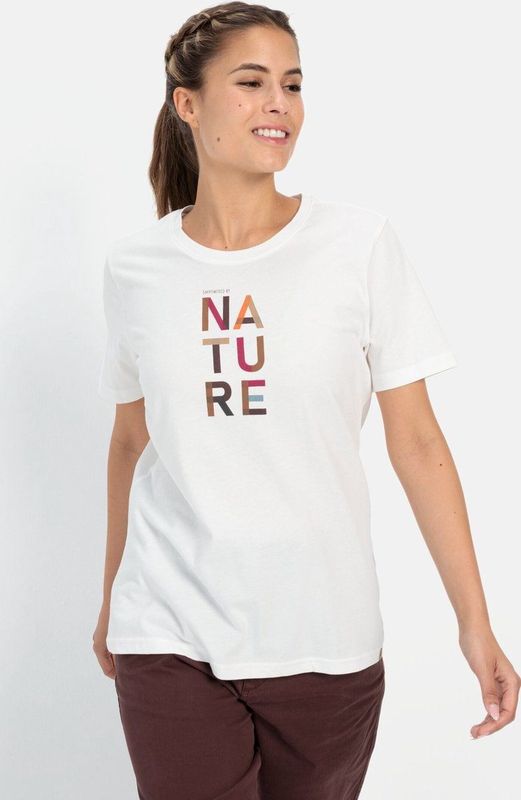 camel active - T-shirt - Wit - Duurzaam Biologisch Katoen