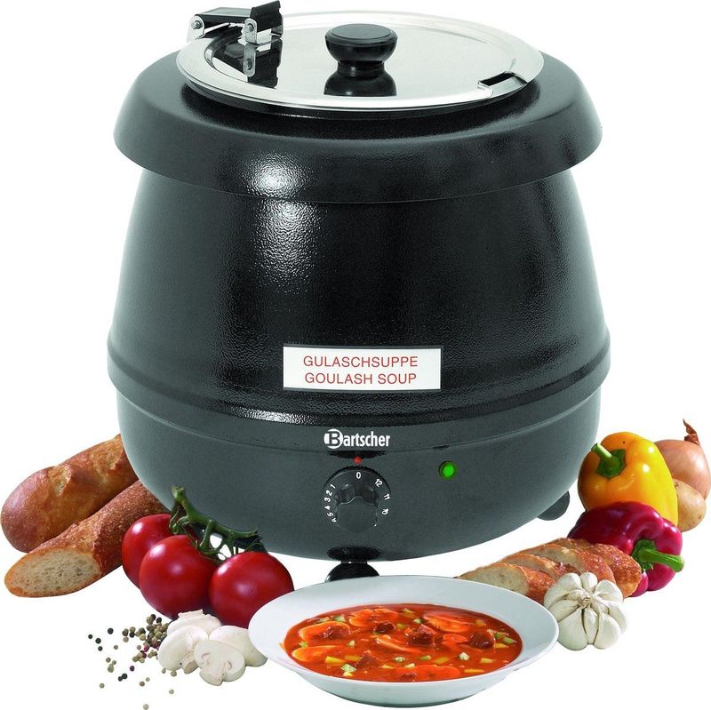 Bartscher - 100054 - Soepketel - Zwart - Inhoud 9 Liter, RVS Deksel, Warmteregeling