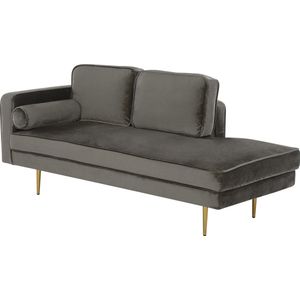 Chaise longue fluweel taupe linkszijdig MIRAMAS