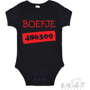 100% Katoenen Romper ""Boefje 486309"" Unisex Katoen Zwart/rood Maat 56/62