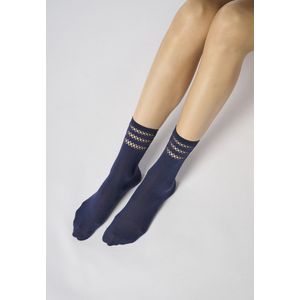 Oroblu Twins Decorated 50 Sok (2-pack) - Kleur Marine Blauw - One Size