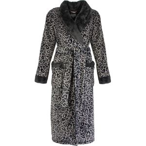 Irrestible Dames Badjas - Fleece - Tijgerprint - Grijs - Maat L