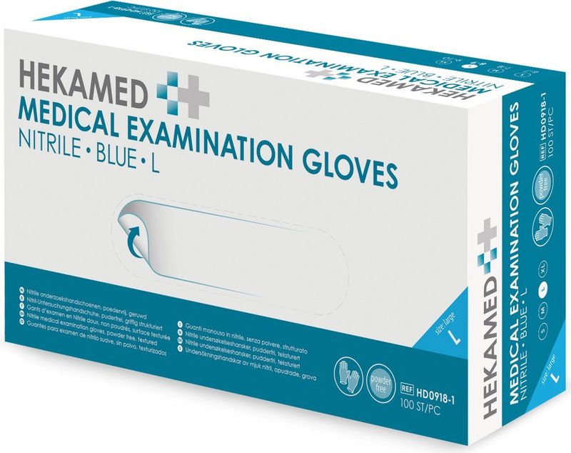 Hekamed - Soft Nitril - EHBO Handschoenen - Blauw - 100 Stuks