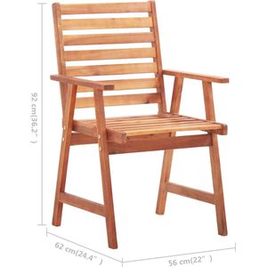 The Living Store Acacia Eetstoelenset - 56 x 62 x 92 cm - 100% Polyester - 6 stoelen - wijnrood