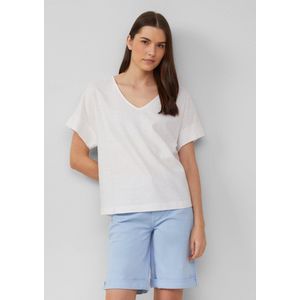 s.Oliver - T-Shirt - V-hals - Jersey stofmix met linnen