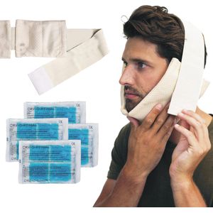 Respiflex cold pack kaak set - Bandage met 4 lange duur cold packs - na verwijderen van wijsheidstanden - 3 x langer koud - pijn verstandkiezen
