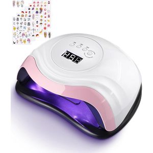 NageldrogerUV LED Lamp 168W voor Gelnagels - Professionele Nagellamp met Timer LCD Display - Inclusief 6Pcs Nagel Sticker - Smart Sensor - Vinger Teen Nagel - Gel Nagellak 10/30/60/99s