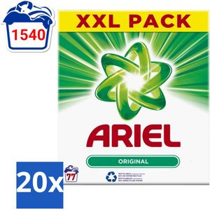 Ariel Original XXL - Waspoeder - Witte en Lichtgekleurde Was - 77 Wasbeurten - Bulkverpakking - 20 stuks