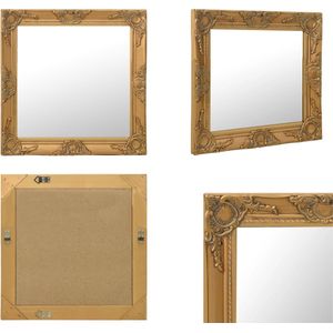 vidaXL Wandspiegel barok stijl 60x60 cm goudkleurig - Wandspiegel - Wandspiegels - Spiegel - Badkamerspiegel