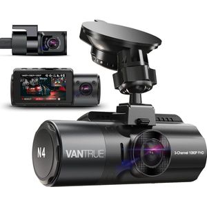 Vantrue N4 3 Lens Dashcam 1440P+1440P+1080P auto-camera, 4K 3840 x 2160P voor infrarood nachtzicht, 24/7 parkeermodus, WDR 2,45 inch IPS, hittebestendig supercondensator dashcam G-sensor max 512 GB