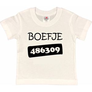 T-shirt Kinderen ""Boefje 486309"" | korte mouw | wit/zwart | maat 98/104 (XXS)