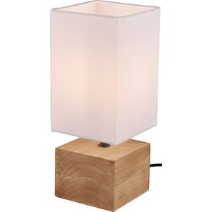 LED Tafellamp - Tafelverlichting - Torna Wooden - E14 Fitting - Vierkant - Mat Wit - Hout