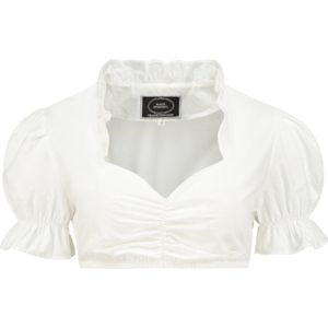 Haus Huberts Dirndl Blouse - Wit - Met Rucheskraag - Dames - Maat XS