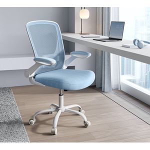 sky Ergonomische Bureaustoel - Fauteuil Bureaustoe - Gewatteerde Lendensteun - Inklapbare Armleuningen - Blauw - 53 cm Brede Zitting