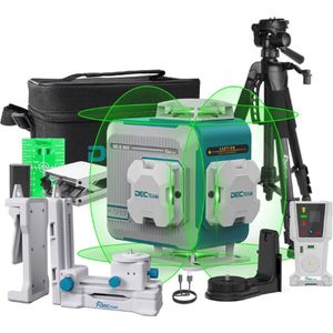 Afstandsmeter - Kruislijnlaser - Laserniveau - Lijnlaser - 4D - 4/8/12/16 Lijnen - Instelbaar - 525Nm - 2600Mah - Groen - Met Statief - Met Accessoires