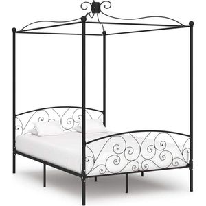 Medina Hemelbedframe metaal zwart 140x200 cm