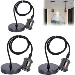 Pack of 3 Vintage Pendant Lights with 100 cm Cable - Hanging Lamp for Home Bar