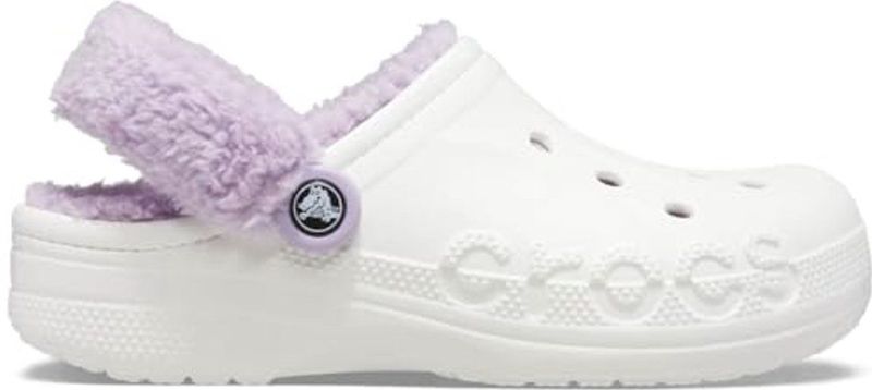 Crocs - Baya Lined Fuzz-Strap - Klompen - White / Lavender