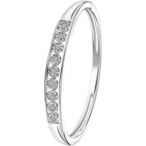 Lucardi Dames Ring met diamant 0,02ct - Ring - Cadeau - 18 Karaat Goud - Witgoud