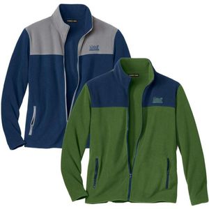 ATLAS FOR MEN - Set van 2 fleecevesten met rits - Heren - Verkrijgbaar in grote maten - L