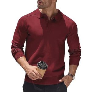 Heren Pullover Polo Shirt Gebreide Top Lange Mouwen Casual Sweater