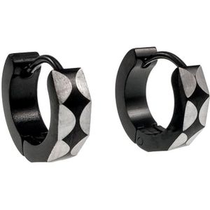 ∅13mm x 4mm Oorringen Unisex - Zwarte PVD-Coating RVS - Bicolor Oorbellen Dames - Heren