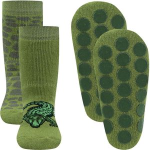 Ewers - Antislipsokken - Groen - 2-Pack - Krokodil - Antislipnoppen