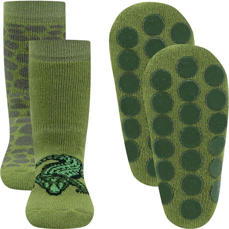 Ewers - Antislipsokken - Groen - 2-Pack - Krokodil - Antislipnoppen