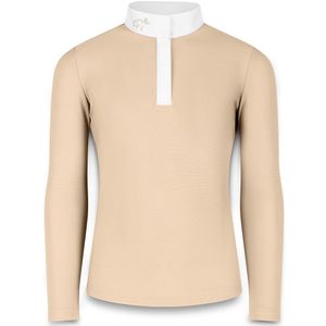 Kentucky Horsewear - Wedstrijdshirt Sammy – Meisjes – Lange Mouw – Beige – Maat 110 – Ademend & Elastisch