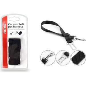AMiO Honden / Huisdier Riem Autogordel Verstelbaar met Clip voor Riem Zwart [Honden - Katten - Konijn - Wezel]