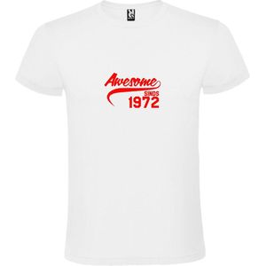 Wit T-Shirt met “Awesome sinds 1972 “ Afbeelding Rood Size XS