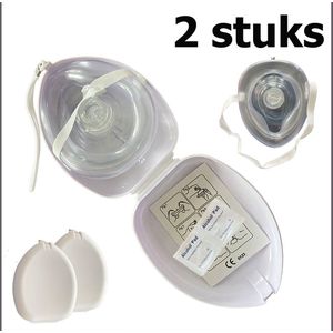 Voorgevormd Reanimatiemasker met Witte Hardcase | Herbruikbaar Beademingsmasker Volwassene | EHBO en BHV Reanimatiekit