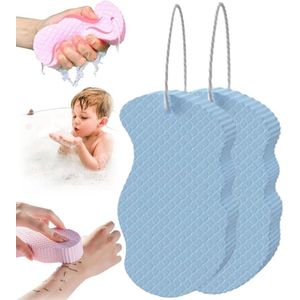 Nieuwe lichaamsspons, spons om huidvuil te verwijderen, superzachte lichaamsdouche, superzachte exfoliërende badspons voor volwassenen en kinderen (2 * blauw)