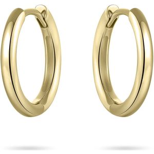 GISSER Jewels VGKCL2/15 - Oorbellen - Oorringen met Scharnier Sluiting - Massief Glad - 2mm Breed - 15mmØ - 14 Karaat Geelgoud