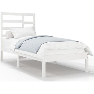 The Living Store Bedframe Eenpersoons - Massief Grenenhout - 90 x 200 cm - Wit