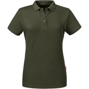 Russell - Pure Organic Polo Dames - Donkergroen - 100% Biologisch Katoen - XS