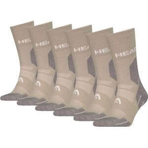 HEAD Wandelsokken All Climates Hiking Crew - 6 paar - Hoge Hiking Sokken -Taupe - Maat 35/38