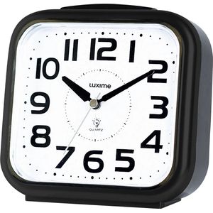 Luxime® - Wekker Analoog Zonder Tikgeluid - Senioren - Met Alarm - Slaapkamer - Zwart - Met verlichting!