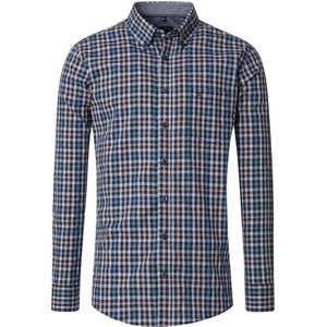 CASA MODA - Sport Casual Fit Overhemd - Blauw - Dobby - Geruit