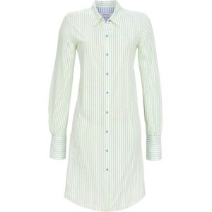 Aquagroen strepen doorknoopnachthemd - Groen - Maat - 36