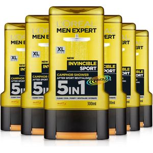 L'Oréal Men Expert Invincible Sport 5IN1 Douchegel - 6x300 ml - Voordeelverpakking