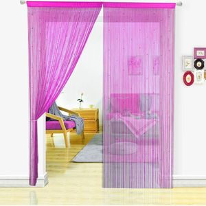 Kralengordijn voor deuren, woonkamer, als ruimteverdeler of decoratie, textiel, roze, 90 x 200 cm Kralengordijn voor deuren, woonkamer, als ruimteverdeler of decoratie, textiel, roze, 90 x 200 cm